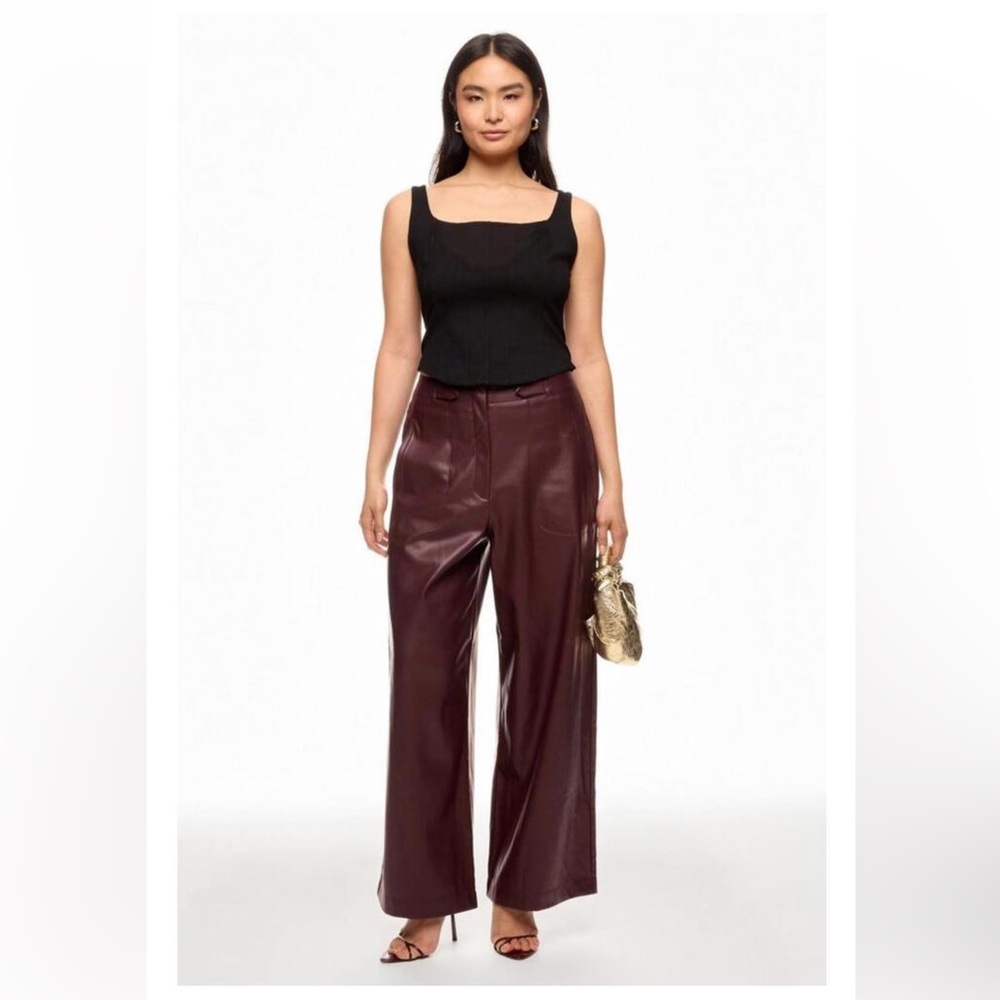 Ronny Kobo x RTR Faux Leather Wide Leg Pants. Size: 4